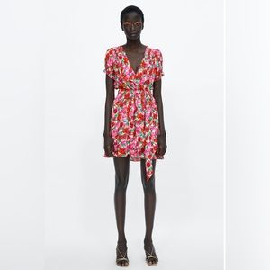 Zara Floral Wrap Mini Dress